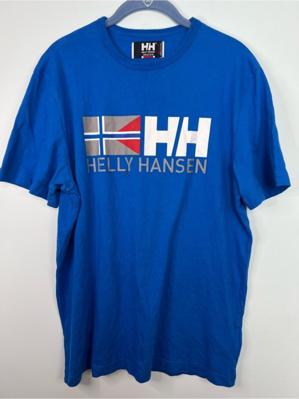 Helly Hansen HH Logo Graphic Tee Shirt Blue Outdoor Sailing Size L
